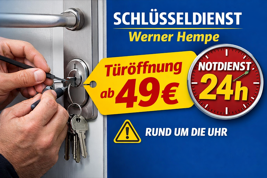 Schlüsseldienst in Duisburg für Türöffnung rund um die Uhr immer ab 49 €